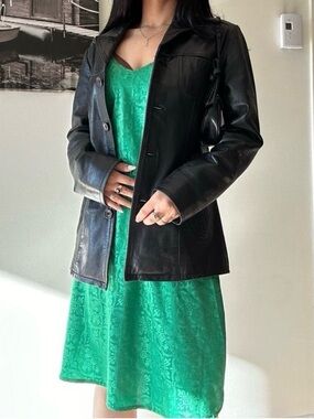 90s Vintage Green Satin Slip Dress Knee Length Y2K Minimalist Chic